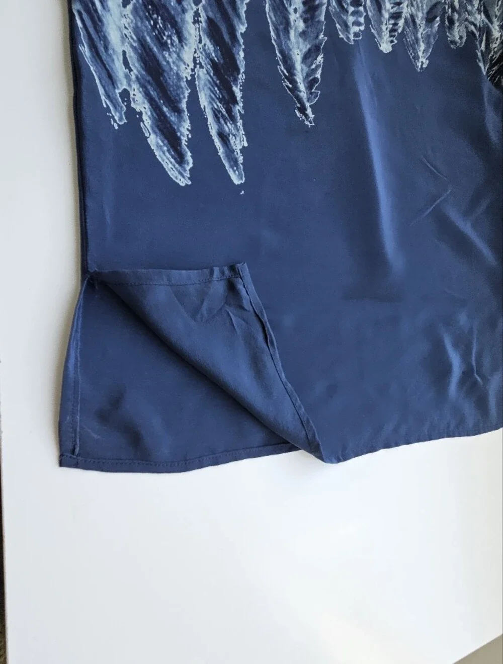 Ramona Larue Silk Blue Colorway Scrunch Shoulder V-Neck Caftan Dress